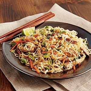 Chinese pork tenderloin with garlic sauced noodles