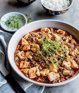 Chinese-style spicy tofu with pork (Mapo dofu)