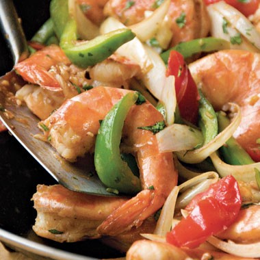 Chinese Trinidadian stir-fried shrimp with rum
