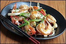 Chinese Trinidadian stir-fried shrimp with rum