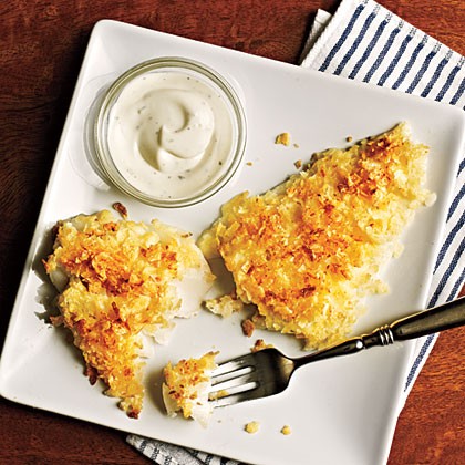 Chip-crusted fish fillets