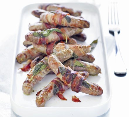 Chipolata, bacon and sage rolls