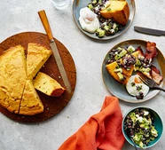 Chipotle & honey cornbread with black bean salsa