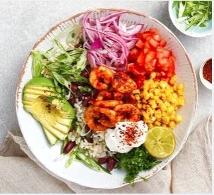 Chipotle & lime prawn burrito bowls