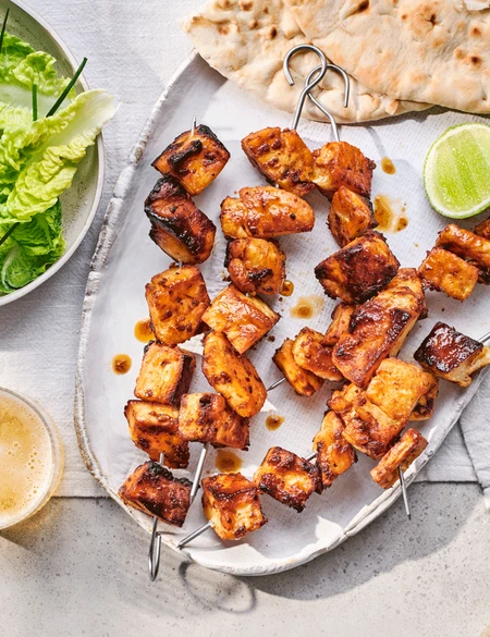 Chipotle and lime halloumi skewers