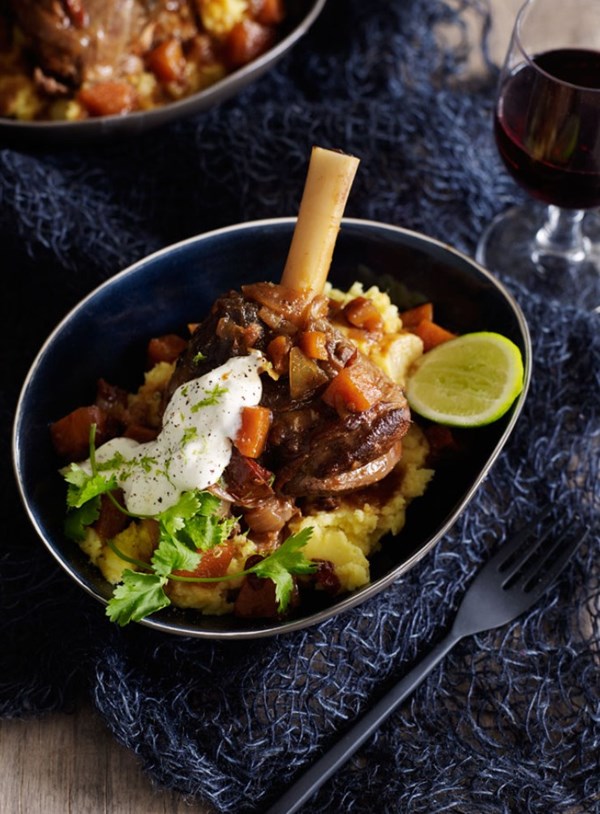 Chipotle and red wine braised lamb shanks