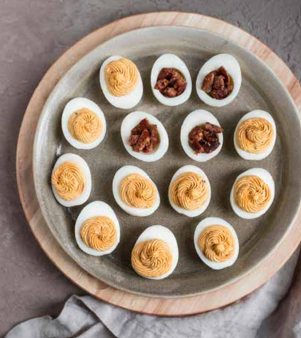 Chipotle and sausage deviled eggs