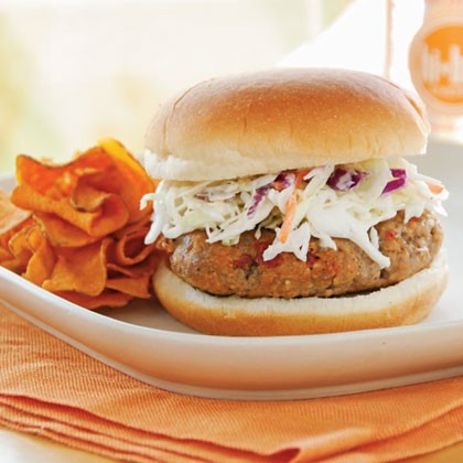 Chipotle barbecue burgers with slaw