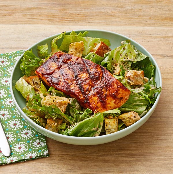 Chipotle Caesar salad with grilled salmon