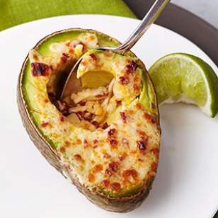 Chipotle-cheddar broiled avocado halves