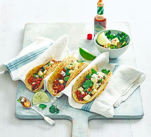 Chipotle chicken tacos with pineapple salsa