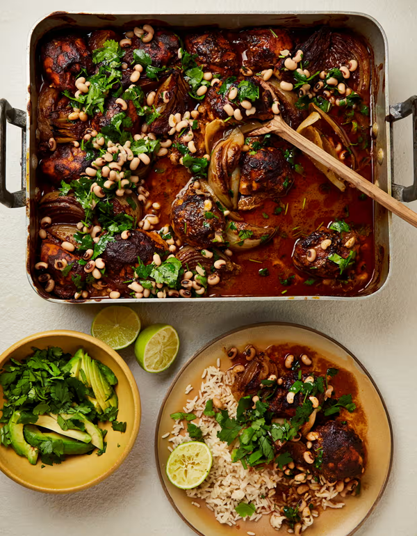 Chipotle chicken with black-eyed bean salsa