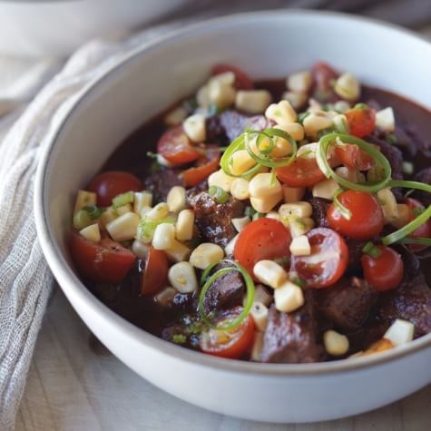 Chipotle chili with corn salsa 