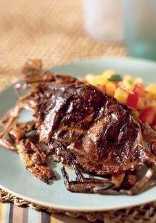 Chipotle-dusted soft-shell crabs with pineapple-mint salsa