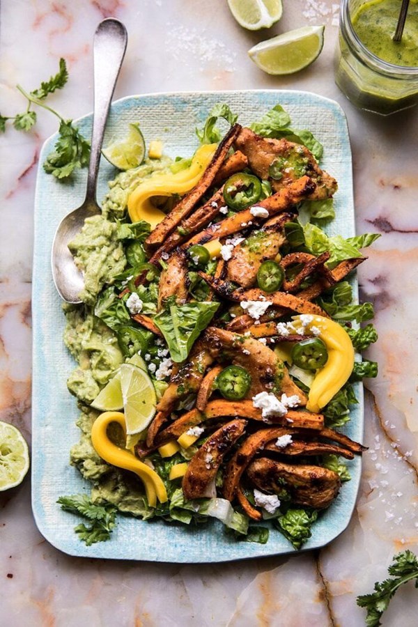 Chipotle lime chicken and sweet potato salad with jalapeño vinaigrette