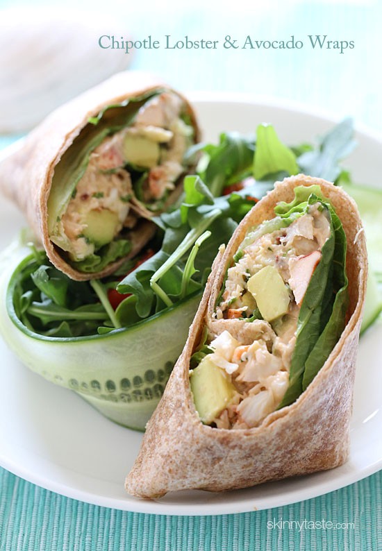 Chipotle lobster and avocado wrap