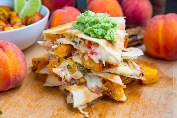 Chipotle peach salsa quesadillas