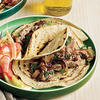 Chipotle pork tacos with radish and fennel salad