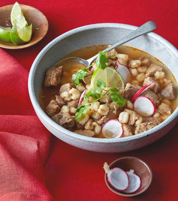 Chipotle pozole with pumpkin seeds