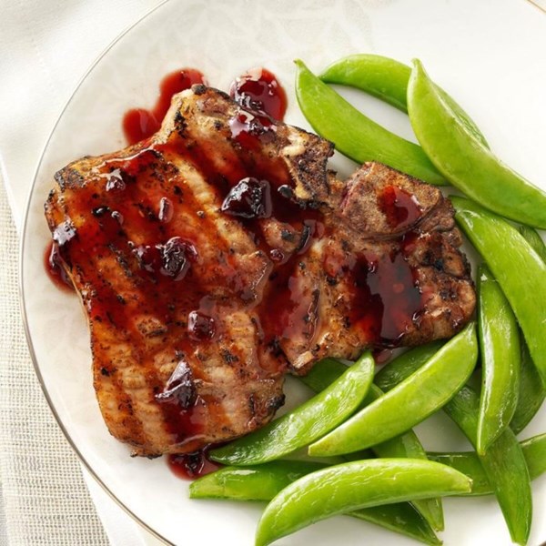 Chipotle-raspberry pork chops