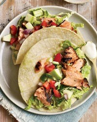 Chipotle-rubbed salmon tacos