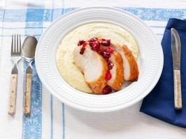 Chipotle turkey breast with pomegranate-cranberry relish & polenta