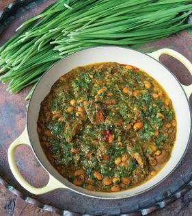 Chive + white bean braise (Khoresh-e tareh-ye Kordi)