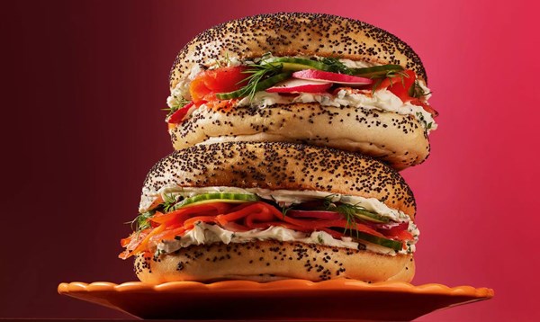 Chive-cream cheese & smoked salmon bagels