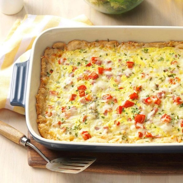 Chive-ham brunch bake