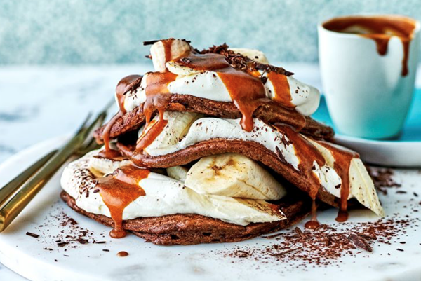 Choc banoffee pancakes
