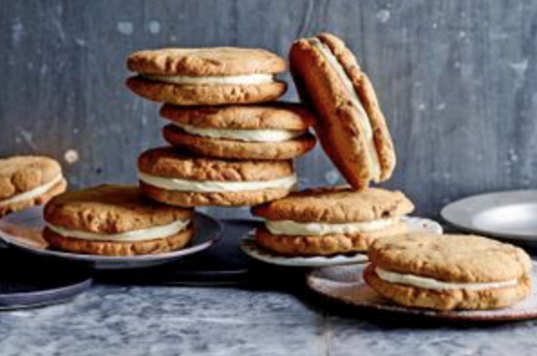 Choc brown butter cookies with bourbon frosting