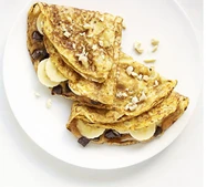 Choc chip, peanut butter & banana pancakes