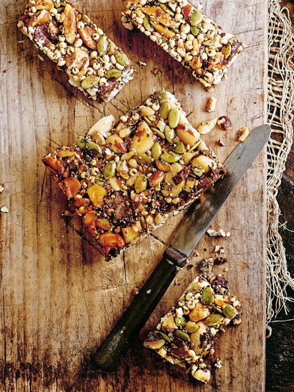 Choc-nut and chia seed slice