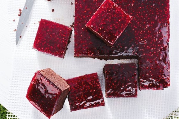Choc-raspberry chia brownies