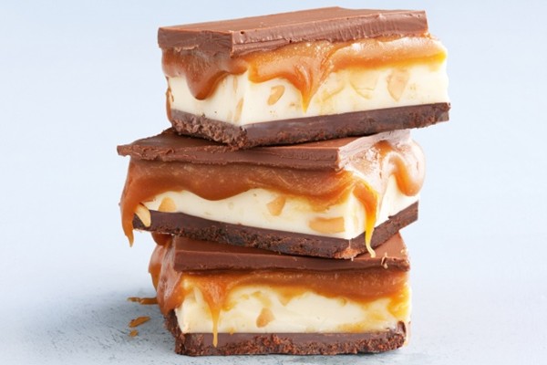 Choc top caramel slice