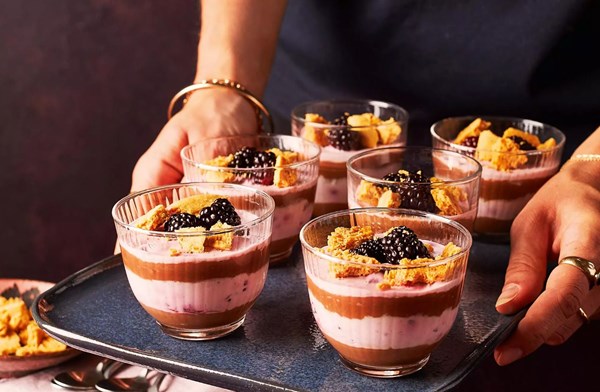 Chocolate & blackberry cream pots