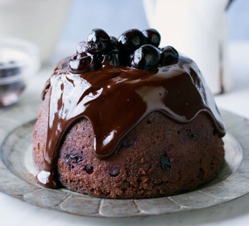 Chocolate & cherry Christmas pudding 
