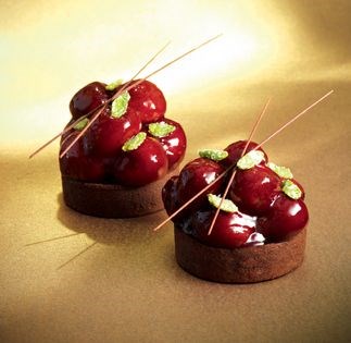 Chocolate & cherry Linzer tarts