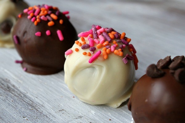 Chocolate- chocolate chip cookie dough truffles