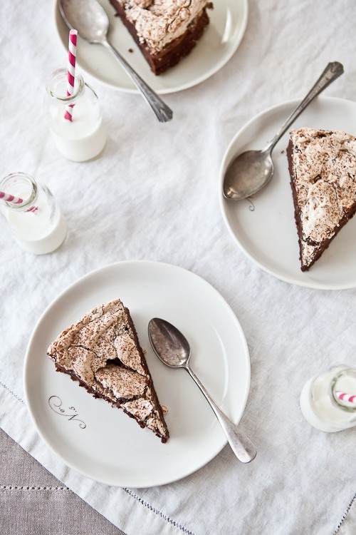 Chocolate & hazelnut meringue cake