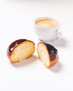 Chocolate + vanilla glazed doughnuts