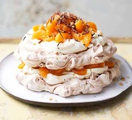 Chocolate & walnut Pavlova with Madeira & tangerines