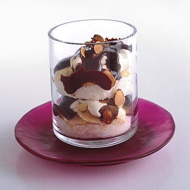 Chocolate, almond, and banana parfaits