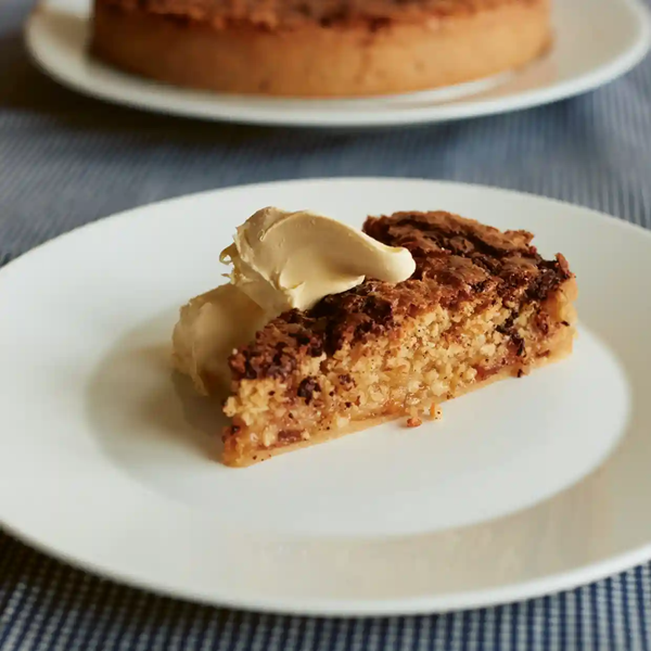 Chocolate, almond and marmalade tart