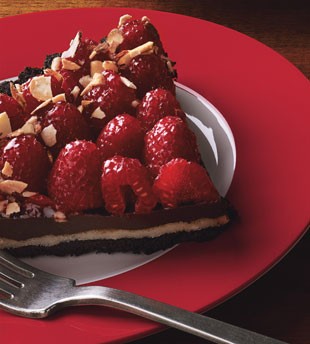 Chocolate, almond, and raspberry tart