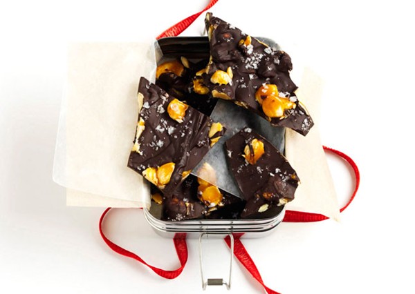 Chocolate-almond bark with sea salt
