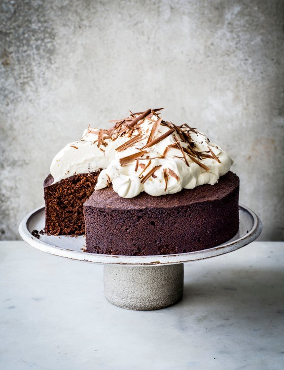 Chocolate almond cake with Amaretto cream