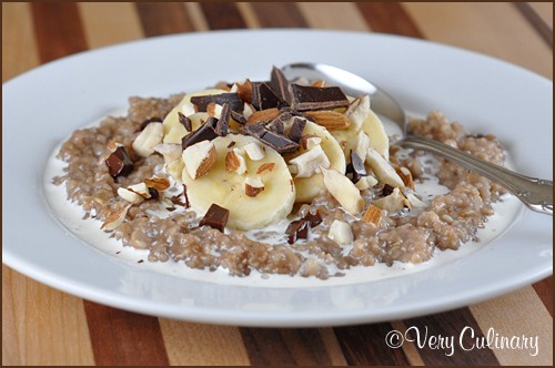 Chocolate-almond steel cut oatmeal
