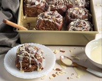 Chocolate-almond sweet rolls [white chocolate glaze]
