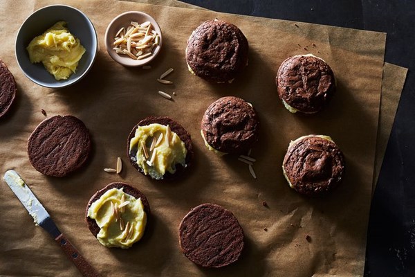 Chocolate almond whoopie pies